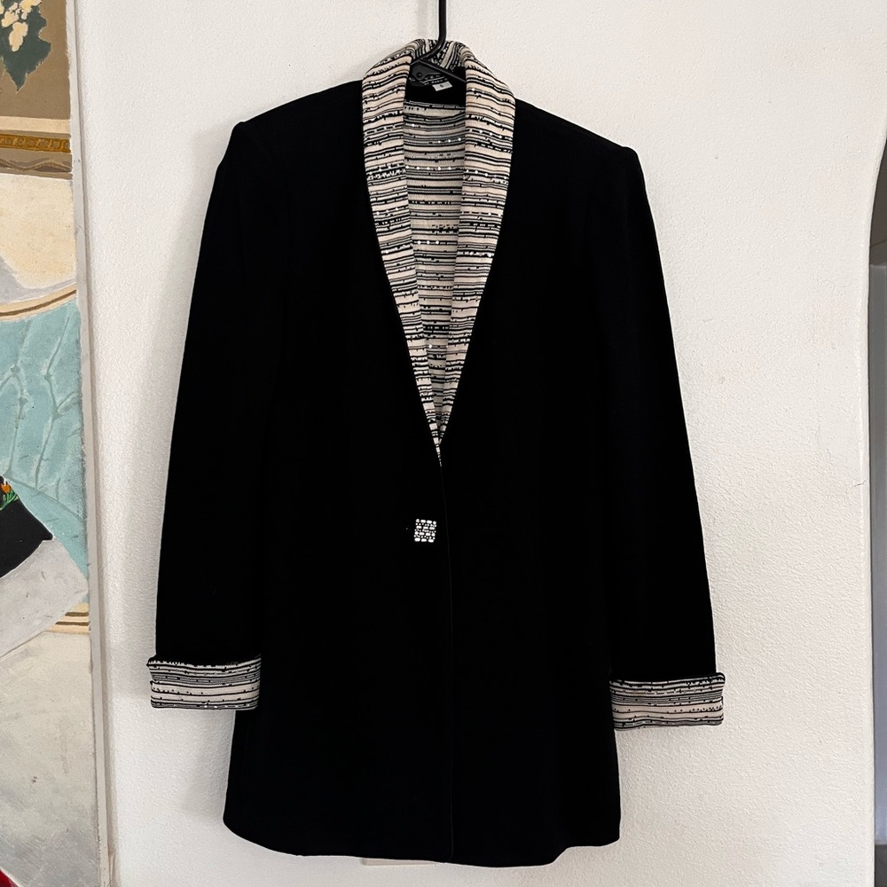 St. John Black and White Knit Top and blazer